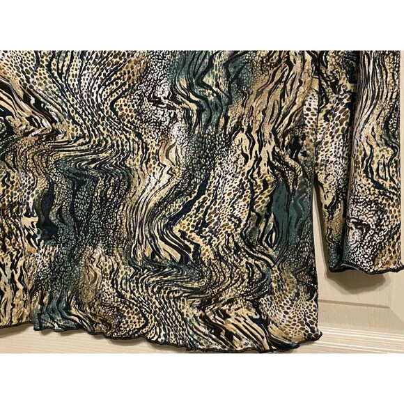 Vintage Y2K 3/4 sleeve T Shirt fairy lettuce trim whimsy Artsy 90s Animal Print - Picture 5 of 16